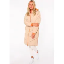 Zwillingsherz Steppmantel ""Positive Mind"", Damen, Gr. L, beige, Steppware, Obermaterial: 100% Polyester, mehrfarbig, knielang, angesetztes Bündchen, Mäntel Steppmantel, Doppelzipper, Kapuze mit Schriftzug hinten, Kontrastdetails, wärmend