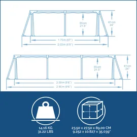 BESTWAY Steel Pro Frame Pool 259 x 170 x 61 cm 56403