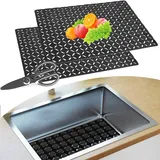 2 Set Spülbeckenmatte 30 * 40 cm PVC Zuschneidbare Abtropfmatte, Multifunktionale Angepasst Sink Mat, Edelstahl Spülbecken Schutzmatte, Spülbeckenmatte Gegen Kratzer, Abtropfschale, Spülbeckeneinlage