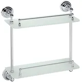 Brillantbad BETRO CHROM Glasregal Messing Glas Chrom 400x420x120 mm für Bad & Küche >> zum Bohren