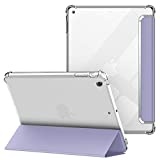 VAGHVEO Hülle für iPad Mini 1/2 / 3 7,9 Zoll, Flexibel Weiche Transparente TPU-Schutzhülle Stoßfeste Rückseite Cover, Dreifach Faltbarer Ständer Klare Hüllen für Apple iPad Mini1 2 3, Grau Violett