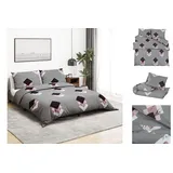 vidaXL Bettwäsche Set Grau 200 x 220 cm