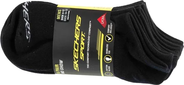 Skechers Herren-Socken 6er-Pack, Baumwolle, schwarz, Größe 41-46