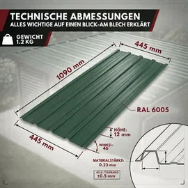 Albatros Trapezblech Dachplatten 12er Set Anthrazit RAL 7016 1090 x 445 mm verzinkt