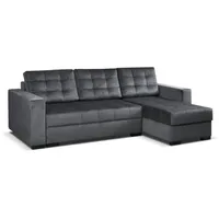 MEBLE-LUX - Universal Ecksofa mit Schlaffunktion und 2 Bettkasten LARO I 242cm Breit Sofa L Form I Eckcouch mit Schlaffunktion I Universal Ecke (Rechts oder Links) I Sofa Grau