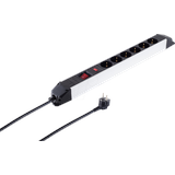 helos PROFESSIONAL Aluminium Steckdosenleiste mit Schalter und Überspannungsschutz, 6-fach, 1.5m, schwarz/silber (09-20165)