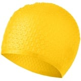 OPAHUTER Schwimmmütze Wasserdicht für Erwachsene, Hochelastische Badekappe, wasserdichte Silikon Schwimmmützen, Unisex Swim Cap für Kurzes/Langes Haar (Gelb)