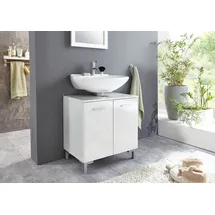 BMG Möbel Waschbeckenschrank Unterschrank Badschrank Badezimmer Schrank Waschbeckenunterschrank in Hochglanz weiß Softclose Einlegeboden Höhe 61 cm Breite 60 cm Tiefe 40 cm - Made in Germany
