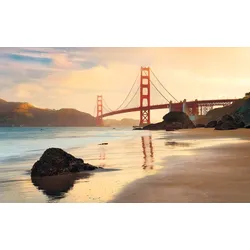 Vliestapete KOMAR "Digitaldruck Vlies - Golden Gate - Größe 400 x 250 cm", grau, B:400m L:250m, Vlies, Tapeten, Wohnzimmer, Schlafzimmer