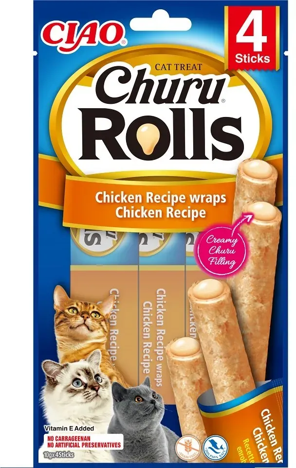 INABA Churu Rolls Chicken 4x10g Hühnerwraps für Katzen