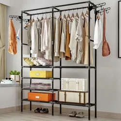 NYVI Kleiderständer Loft XXL 173x36x108cm Schwarz - Platzsparender Garderobenständer, Leicht & Mobil, Einfache Montage
