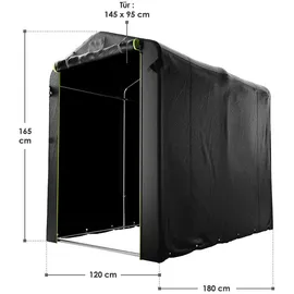 Juskys Juskys® Gerätezelt S - 3,6 m3 Outdoor Unterstand mit Fenster & Tür, 180x120x165 cm, wasserfeste Plane & Metallrahmenkonstruktion, Schutz im Außenbereich