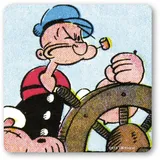 Logoshirt® Popeye der Seemann | Steuerrad I Untersetzer | Kork | 10x10cm | langlebiger Druck | Lizenziertes Originaldesign