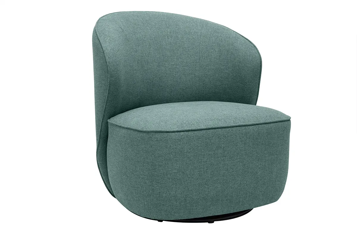 Fauteuil design pivotant en tissu vert de gris AMBER