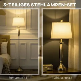 Homcom 3-teiliges Leuchten-Set Silber/Weiß 2 St.