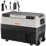 Vevor Camping Kühlschrank 55 L Kühlbox, 12/24 V Rollbare Elektrische Gefrierbox 2 in 1 Doppelzone, Auto Kühlschrank Kompressor zum Warmhalten und Kühlen 60 W Tragbar Handgriff Boot, Lkw, Mobil Grau