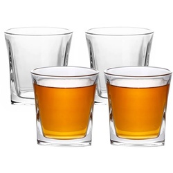 Intirilife Whiskyglas, Glas, 4x Whisky Glas in KRISTALL KLAR 'VINTAGE'- Old Fashioned Whiskey Kristallglas beige