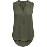 ONLY Damen Top Blusen Shirt | Langes V-Ausschnitt Regular Fit Oberteil | ohne Ärmel ONLJETTE, Farben:Olive, Größe:36