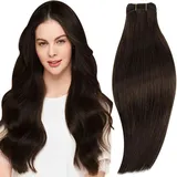 RUNATURE Extensions Tressen Echthaar Dunkelbraun 40cm Echthaar Tressen Zum Einnähen Braun Echte Haarextensions 100g Haarverlängerung Echthaar Tressen Dunkelbraun #2