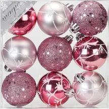 Holly & Jolly 9 Weihnachtskugeln 6cm Kunststoff Christbaumkugeln Weihnachtsbaumkugeln rosa