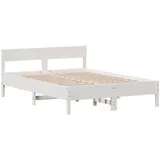 vidaXL Massivholzbett ohne Matratze Weiß 160x200 Kiefernholz