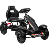 Homcom GoKart, Tretfahrzeug, mit Handbremsen, Kinderfahrzeug mit verstellbarem Sitz, Pedal, Kettcar für 5-12 Jahre Kinder, Outdoor, Schwarz