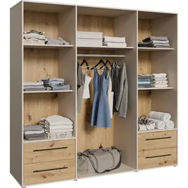Forte Drehtürenschrank Mokkaris 205,9 x 200,1 x 58,8 cm Beige/Khaki