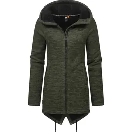 Ragwear Damen weiche Strickjacke Übergangsjacke mit Teddy-fleece Wingi Melange YOUMODO Dark Olive Gr. M - M