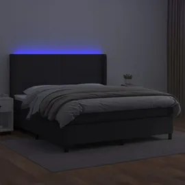 vidaXL Boxspringbett mit Matratze & LED Schwarz 180x200 cm Kunstleder