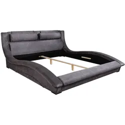 riess-ambiente Bett SWING 160x200cm grau Samt geschwungenes Doppelbett