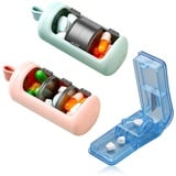 2 Stück Pillendose Schlüsselanhänger Tragbare Pillendose Reise Tablettendose Klein für Unterwegs 3 Fächer Tabletten Organizer Reise Tablettenbox Klein Pill Organizer Travel mit Tablettenteiler