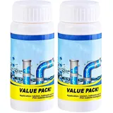 Abluss Reiniger, 2 x 110g - Hochkonzentrierter Rohrreiniger gegen Verstopfungen - Kraftvolle Schaum Formel für Küche, Bad, WC - Schonend für Rohre - Schnelle Wirkung