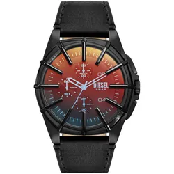 Chronograph DIESEL "FRAMED", schwarz, Armbanduhren, Herren, Quarzuhr, Armbanduhr, Herrenuhr, Stoppfunktion, Lederarmband