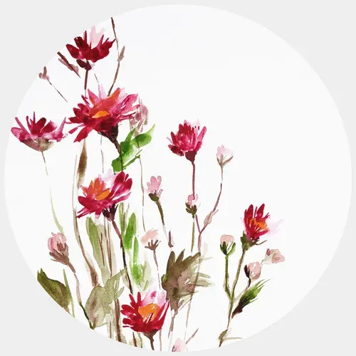 K&L Wall Art Vliestapete »Runde Vliestapete«, Florale Wildblume, mehrfarbig, matt - bunt