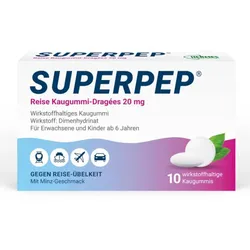SUPERPEP Reise Kaugummi-Dragees 20 mg 10 St Kaugummi