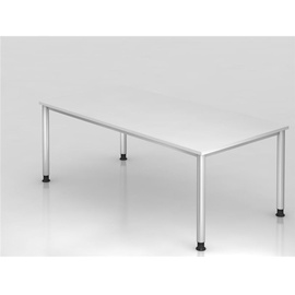 Hammerbacher Ergonomic Plus H-Serie HS2E/W/S Schreibtisch weiß rechteckig, 4-Fuß-Gestell silber 200,0 x 100,0 cm