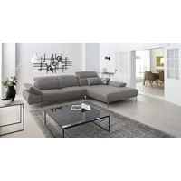 W.Schillig Ecksofa »levi, elegant und bequem, L-Form«, inklusive Kopfstützenverstellung & Seitenteilverstellung, Breite 344cm grau