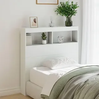 Festnight LED Bett Kopfteil mit Stauraum Regal 100x17x102 cm Bettkopfteil Holz Bettrückwand Headboard for Bed Kopfteil mit Ablagen Kopfteil Kopfenden Bett Rückwand mit Led Beleuchtung
