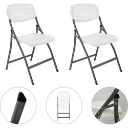 Baumarktplus 2x Klappstuhl 150 kg ergonomische Sitzform Gartenstuhl wetterfest Campingstuhl Balkonstuhl in weiß