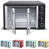 TurboTronic/Minibackofen mit Umluft / 55l / rot, grün, türkis, creme / 2200W, Mini-Backofen mit Drehspieß, Timer, Mini-Ofen mit 2 Backbleche, Pizzaofen, Grill (Creme)