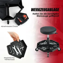 Costway Werkstatthocker 150 kg belastbar, höhenverstellbar, Schwarz