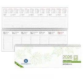 Zettler Tischquerkalender Recycling 2026 29,6x9,9 1 Woche – Bürokalender 30x10 cm