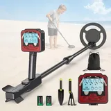 Metalldetektor für Kinder, Metalldetektor Kinder mit Verstellbarem Stiel, 2 Modi, LCD-Display, Wasserdichter Suchspule, Kinder Metalldetektor Hoher Empfindlichkeit, Inklusive Tasche Schaufel Rechen