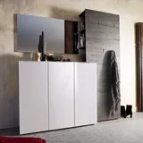 Lomadox - Garderoben-Set mit Spiegel und 3-trg. Kommode in weiß Hochglanz und Wenge Nb., VITERBO-05