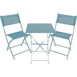 Mojawo 3tlg Bistroset Gartenmöbelset Outdoormöbel Balkon klappbar Farbauswahl - Türkis
