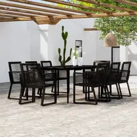 VidaXL 9-tlg. Garten-Essgruppe Schwarz