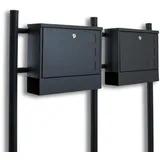 BITUXX Doppel Standbriefkasten Dunkelgrau inkl. Zeitungsfach