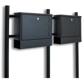 BITUXX Doppel Standbriefkasten Dunkelgrau inkl. Zeitungsfach