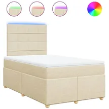 vidaXL Boxspringbett mit Matratze Creme 120x200 cm Stoff