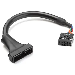 Aukson H62 15cm USB 3.0 20Pin Stecker auf USB 2.0 9Pin Buchse Adapterkabel – Interner Mainboard Adapter für USB 3.0 Frontpanel über USB 2.0 Header, Plug & Play, Schwarz
